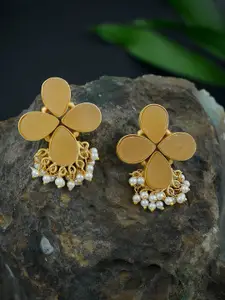 Silvermerc Designs Gold-Toned & White Floral Studs