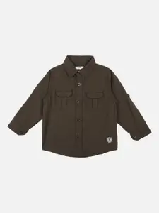 Bodycare First Boys Olive Green Slim Fit Solid Casual Shirt