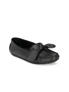 CARLO ROMANO Women Black Leather Loafers
