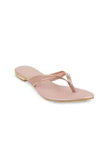 Metro Women Beige Solid Open Toe Flats