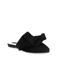 CARLO ROMANO Women Black Leather Mules Flats