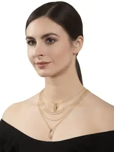 Shining Diva Fashion Gold-Plated Layered Statement Necklace