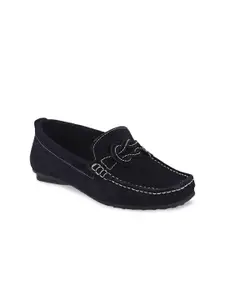 CARLO ROMANO Women Navy Blue Leather Loafers