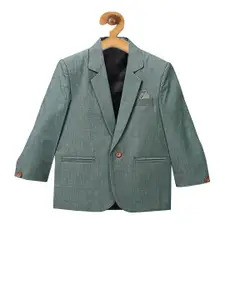 RIKIDOOS Boys Green Solid Comfort-Fit Single-Breasted Casual Blazer