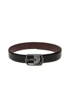 Teakwood Leathers Men Black & Brown Solid Reversible Leather Belt