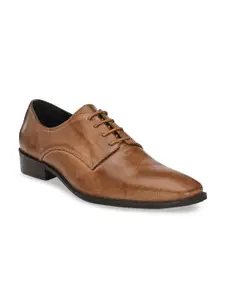 CARLO ROMANO Men Tan Brown Solid Leather Formal Derbys