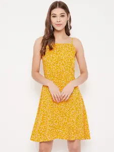 Berrylush Women Yellow Printed A-Line Dress