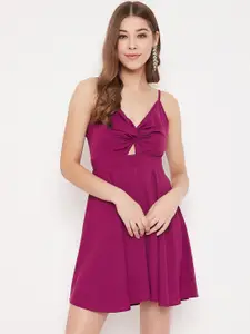 Berrylush Women Purple Solid Fit and Flare Dress