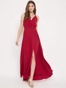 Berrylush Women Red Solid Maxi Dress