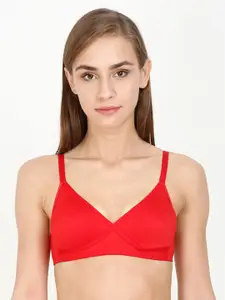 Softline Butterfly Red Solid Non-Wired Non Padded Everyday Bra 2002