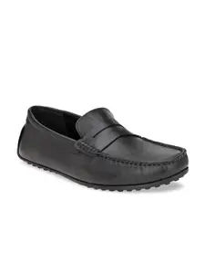 CARLO ROMANO Men Black Leather Driving Shoes