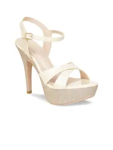 Shezone Women Champagne Embellished Stilettos