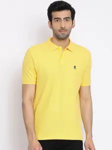 Red Tape Men Yellow Solid Polo Collar Pure Cotton T-shirt