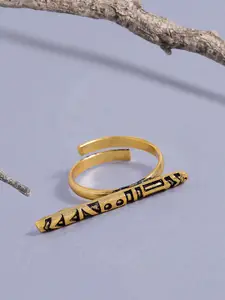 Voylla Gold Aztec Bar Brass Statement Finger Ring