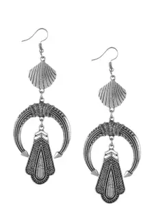 Mali Fionna Silver-Toned Contemporary Drop Earrings