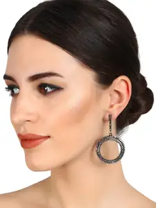 Mali Fionna Gold-Toned & Black Circular Drop Earrings