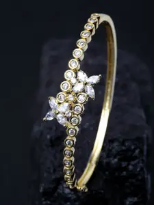 ANIKAS CREATION Gold-Plated White AD-Studded Bangle-Style Bracelet