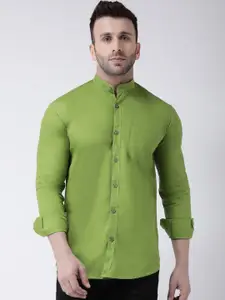 hangup trend Men Green Slim Fit Solid Casual Shirt