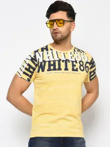 Duke Men Yellow & Black Printed Round Neck T-shirt