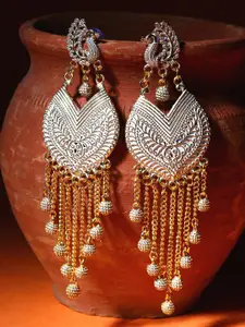 ANIKAS CREATION Gold-Plated Contemporary Drop Earrings