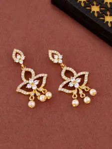Voylla Gold-Plated Floral Drop Earrings