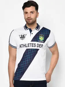 Duke Men White Printed Polo Collar T-shirt