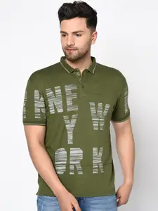 Duke Men Green Solid Polo Collar T-shirt