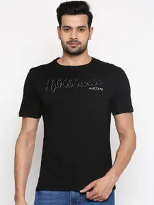 People Men Black Printed Round Neck T-shirt
