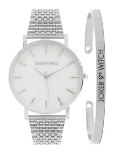 JOKER & WITCH Women White & Silver Toned Leroy Watch & Bracelet Gift Set