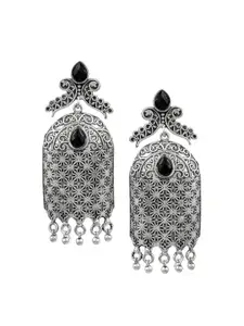 Silvermerc Designs Silver-Plated Oxidized Contemporary Drop Earrings