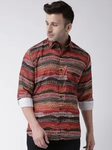 hangup trend Men Brown & Red Slim Fit Printed Casual Shirt