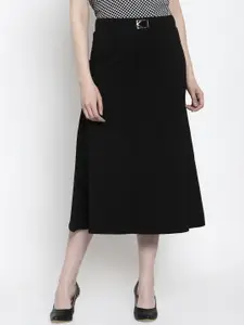 Westwood Women Black Solid Flared Midi Skirt