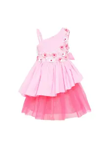 A Little Fable Girls Pink Embellished Fit and Flare Dress