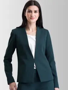 FableStreet Women Green Tailored Blazer