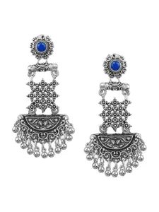 Silvermerc Designs Silver-Plated & Blue Contemporary Drop Earrings