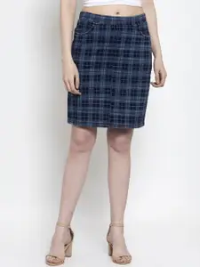 Westwood Women Blue Checked Straight Skirt