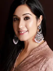 Rubans Silver-Toned Contemporary Chandbalis