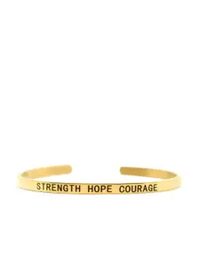 Joker & Witch Gold-Plated Strength Hope Courage Mantra Cuff Bracelet