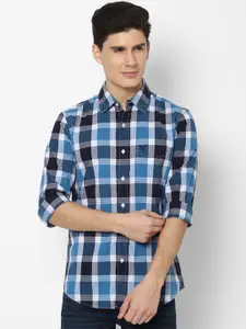AMERICAN EAGLE OUTFITTERS Men Blue & Black Slim Fit Checked Casual Shirt