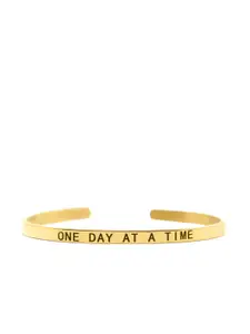JOKER & WITCH Gold Plated One day at a time Quote Embossed Cuff Bracelet