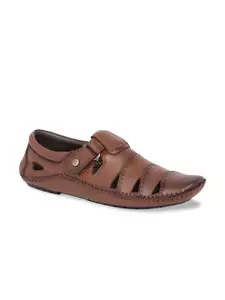 Regal Men Tan Brown Leather Shoe-Style Sandals