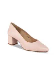 Hush Puppies Hush Puppies Women Peach-Coloured Solid Leather Pumps