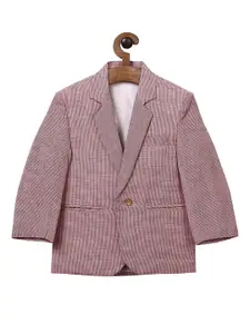 RIKIDOOS Boys Red & White Checked Comfort-Fit Single Breasted Blazer