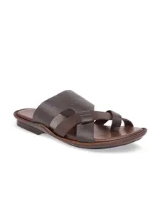 Regal Men Brown Solid Leather Comfort Sandals