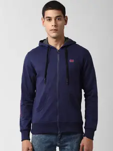 Peter England Casuals Men Navy Blue Solid Sweatshirt