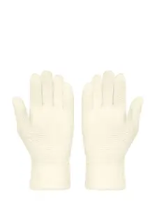 FabSeasons Women White Self-Design Winter Gloves