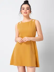 FabAlley Women Yellow Solid Fit and Flare Dress