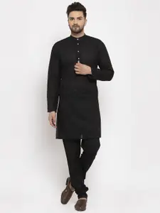 Jompers Men Black Self Design Kurta with Churidar