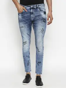 People Men Blue Tapered Fit Mid-Rise Clean Look Jeans