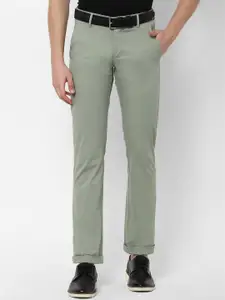 Allen Solly Men Green Slim Fit Solid Regular Trousers